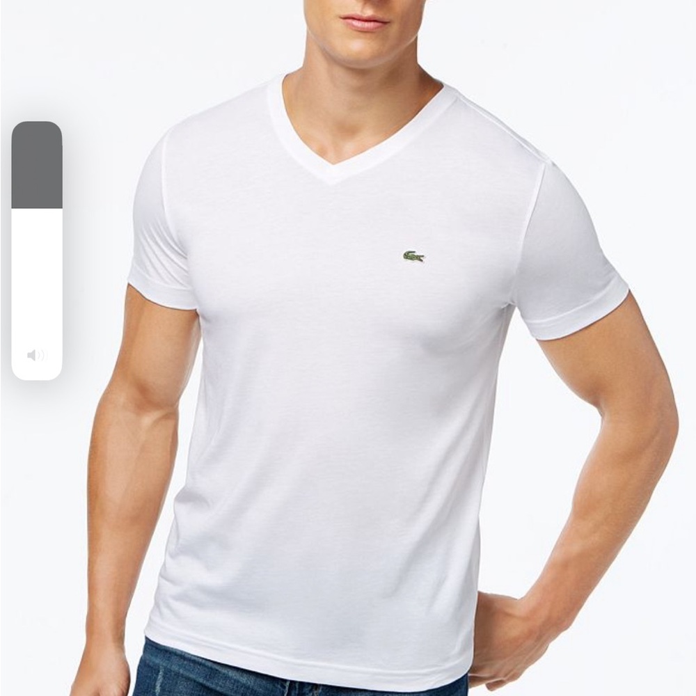 Lacoste Men's White V Neck T Shirt Size 5